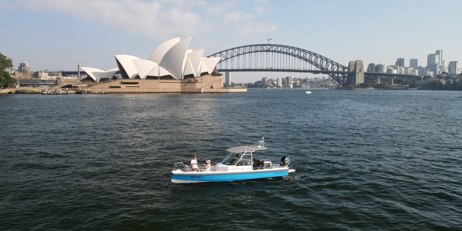 A self-drive boat on Sydney Harbour, the cheapest way to get on the water without a licence