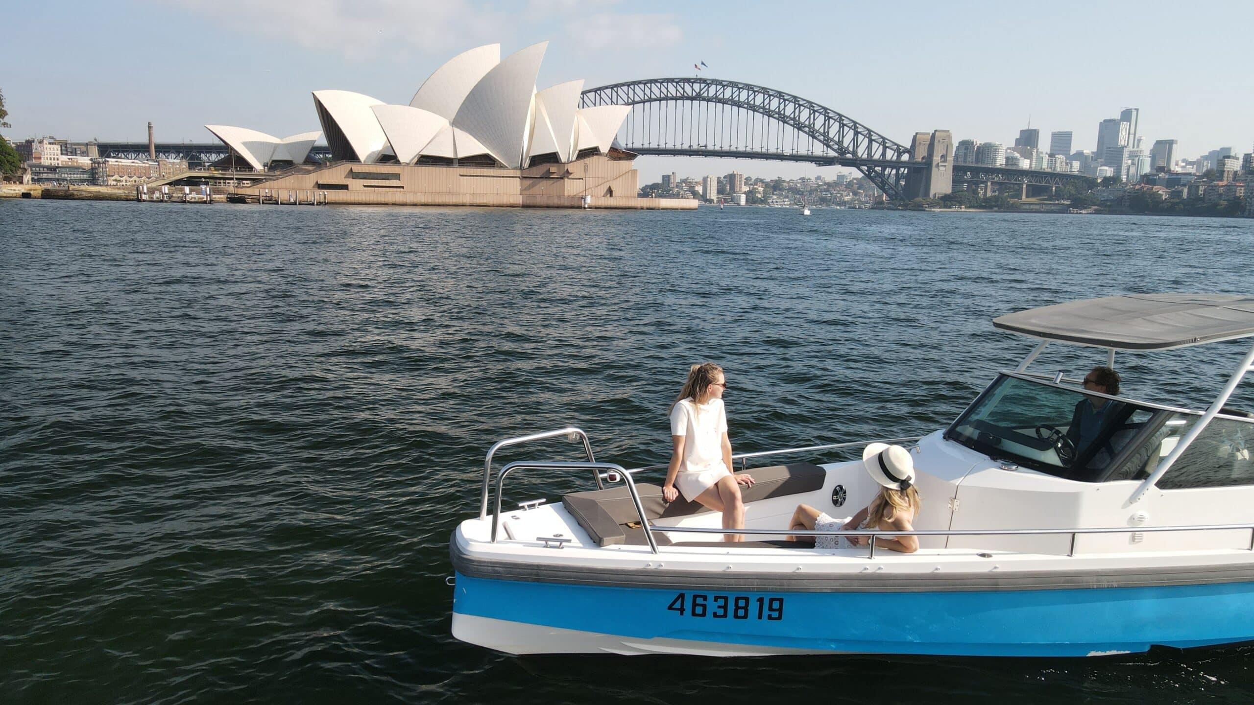 The Coral day boat available for hire from Mosman with no licence required