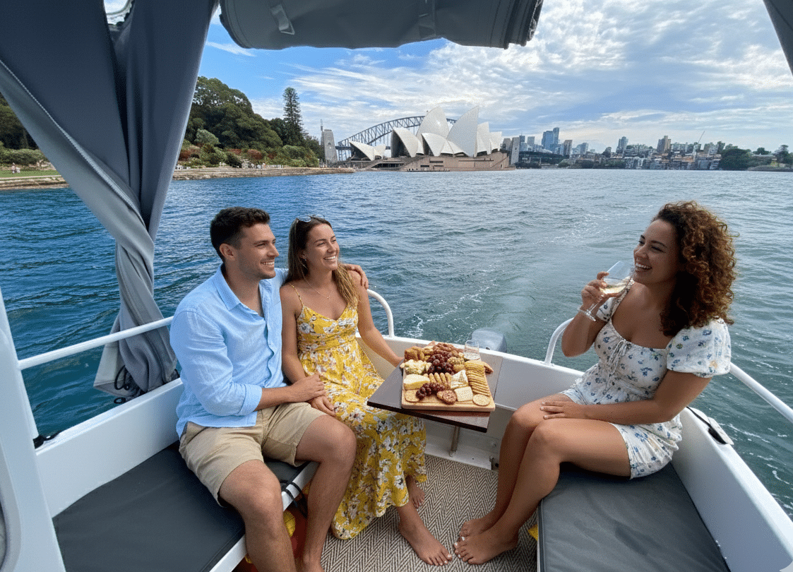 The Day Boat 3 Shaded seating on the no licence day boat, Sydney Harbour