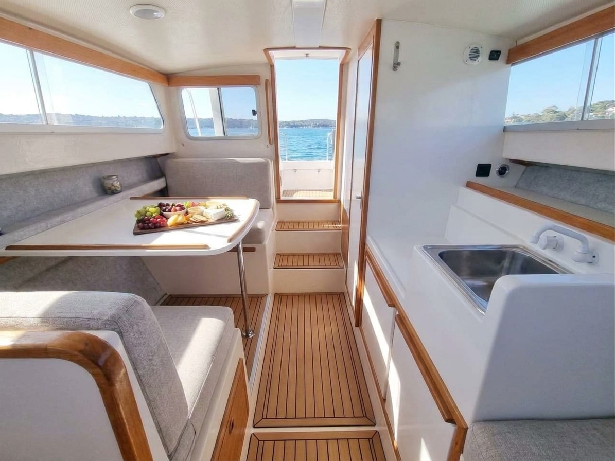 Inside cabin with galley on Marlow