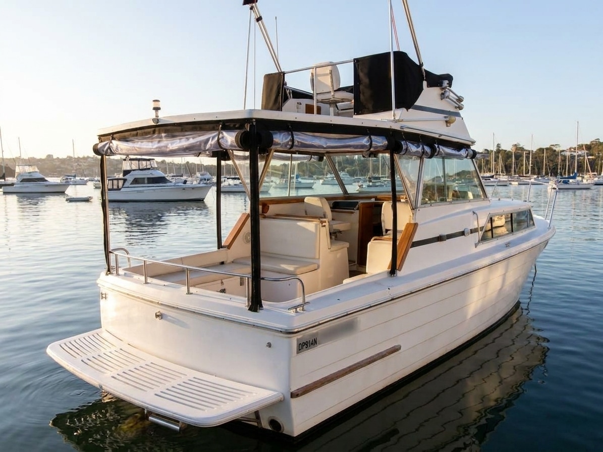 A self-drive boat on the eastern side of Sydney Harbour near Rose Bay, no licence required